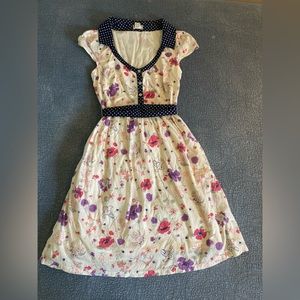 Anthropologie Viola Floral and Polka Dot Cotton Cottagecore Sundress Size 6